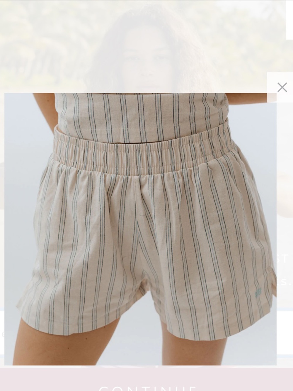 Albion Fit Cabana Shorts Linen Cotton Large L Blue Stripe High Waist Coastal - Picture 3 of 9